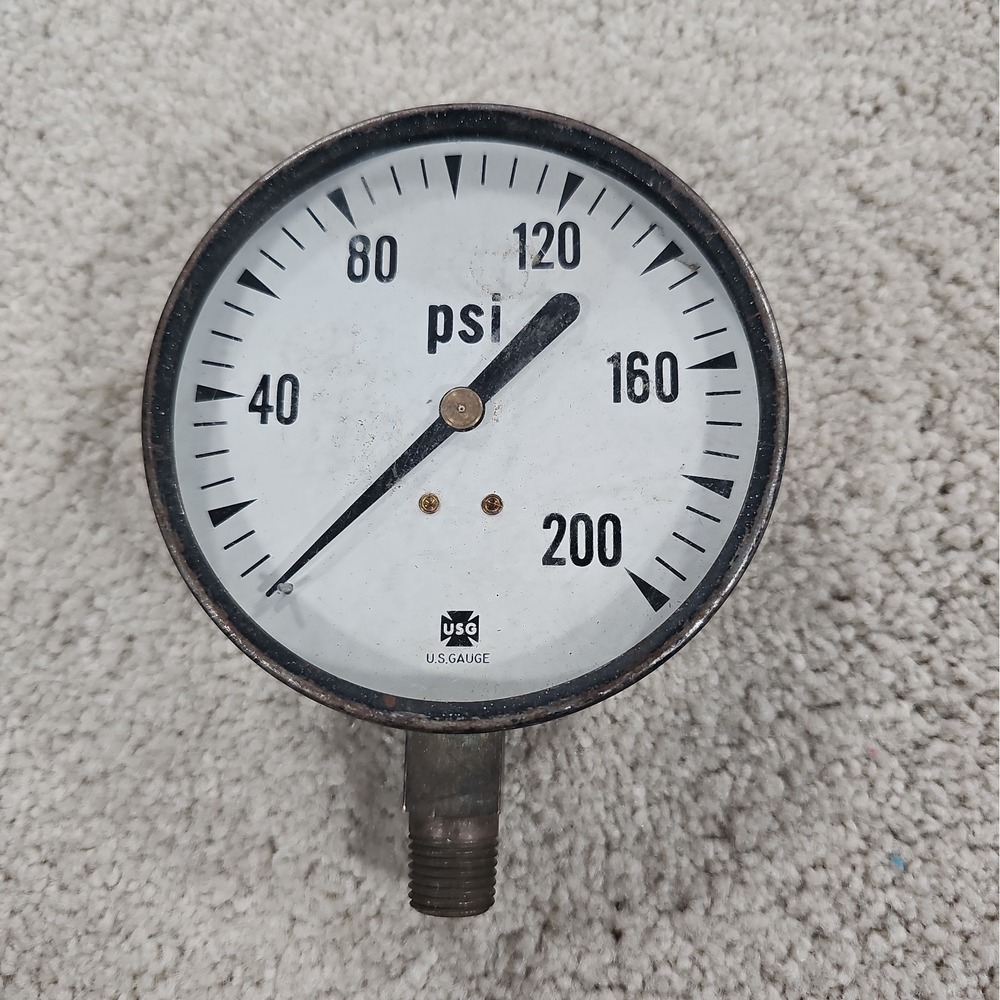 PRESSURE GAUGE 0-200 psi black 3.75 inch face steampunk US Gauge